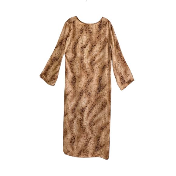 August Silk Intimates Caftan Animal Print Silk Size Medium Lounge Kaftan Dress - Picture 4 of 7